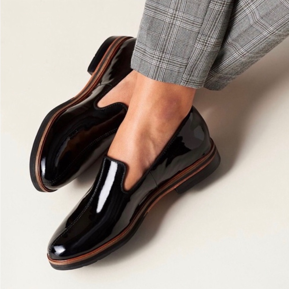 Clarks Women's Black Patent Leather Slip-On Loafers